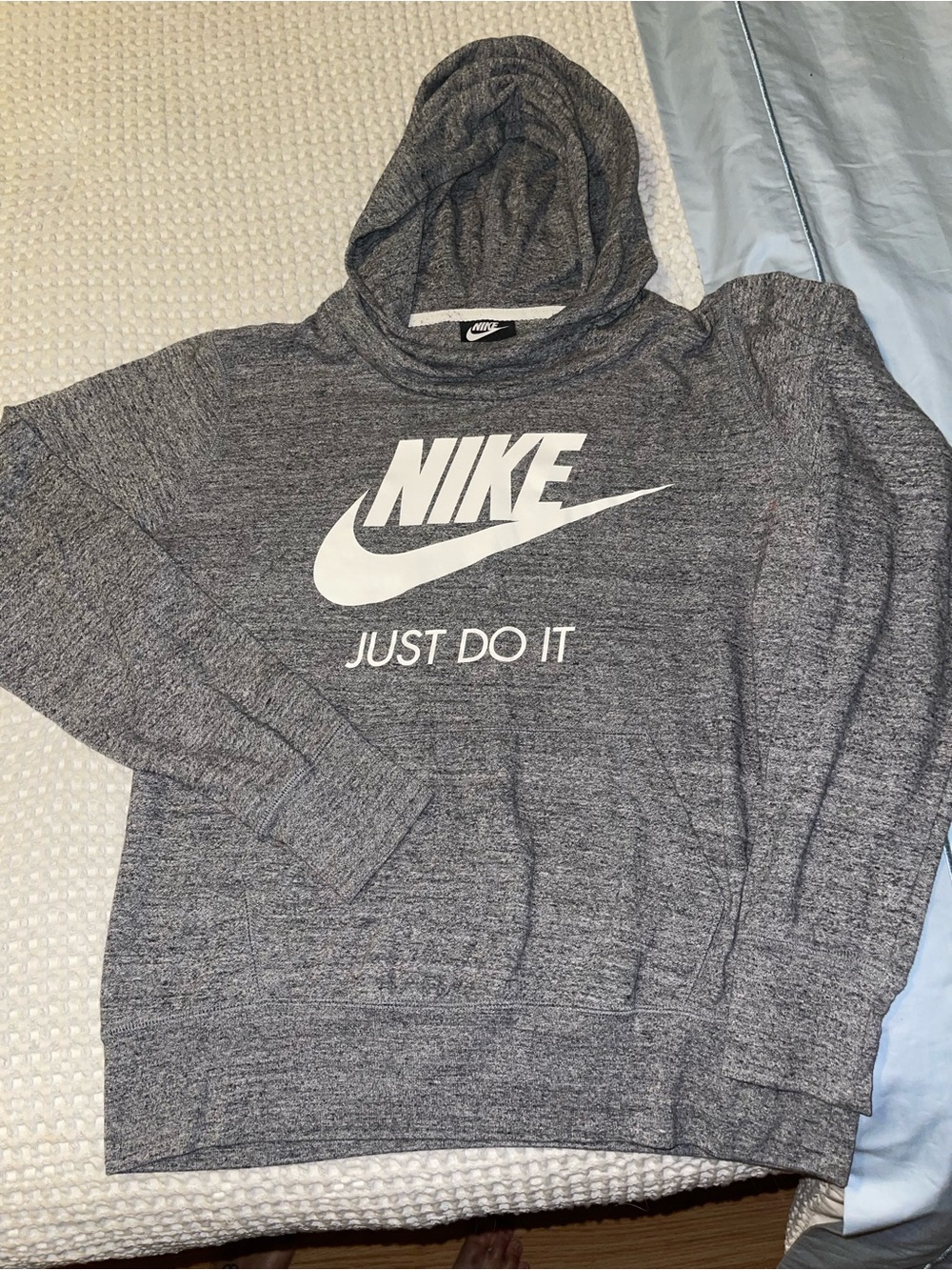 Nike Youth Lightweight Gray Hoodie with White Logo
